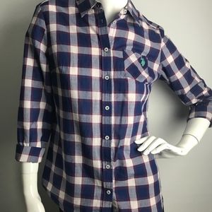 U.S. POLO WOMEN LONG SLEEVE PLAID SHIRT